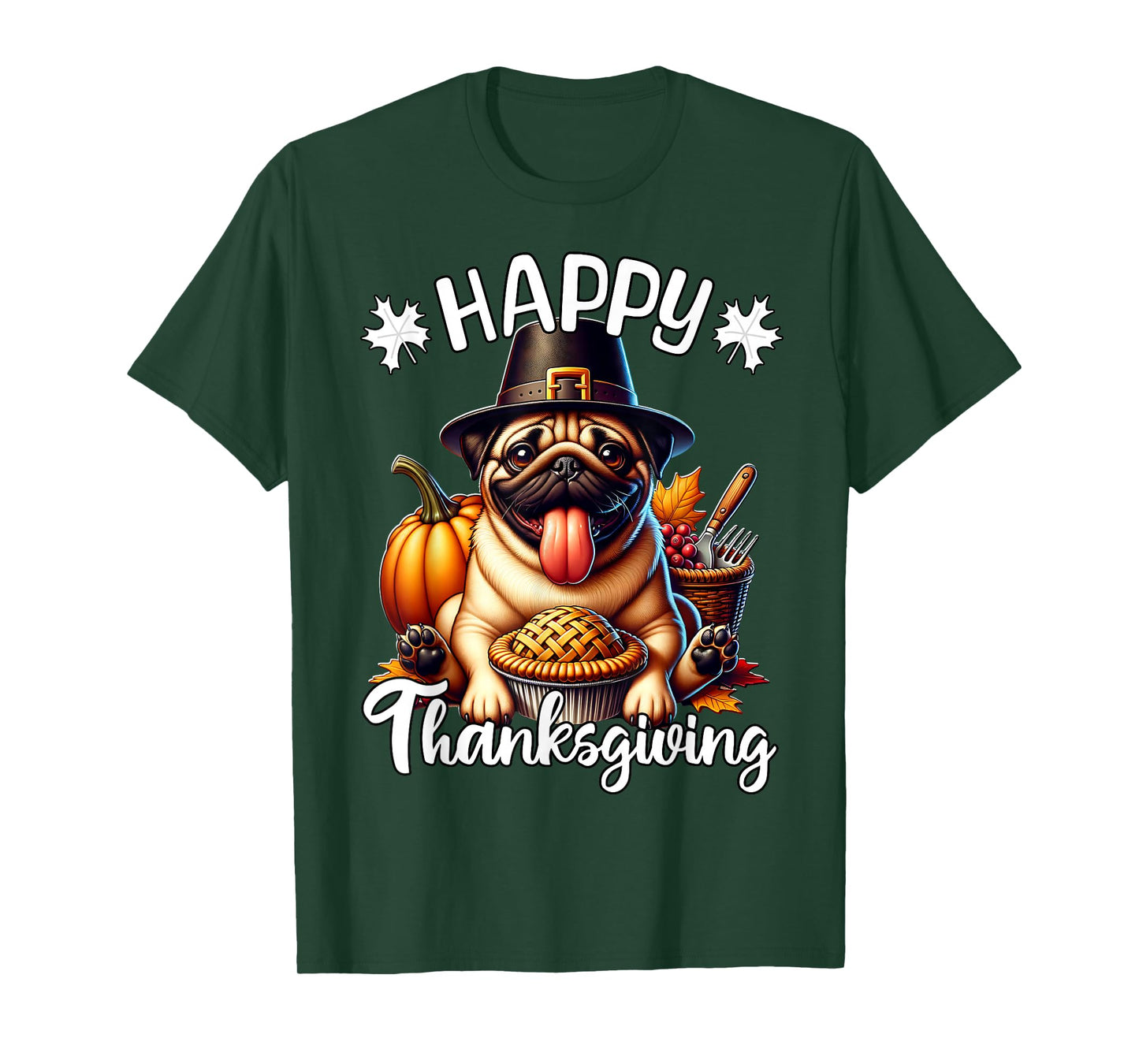 Pug Happy Thanksgiving Pug T-Shirt