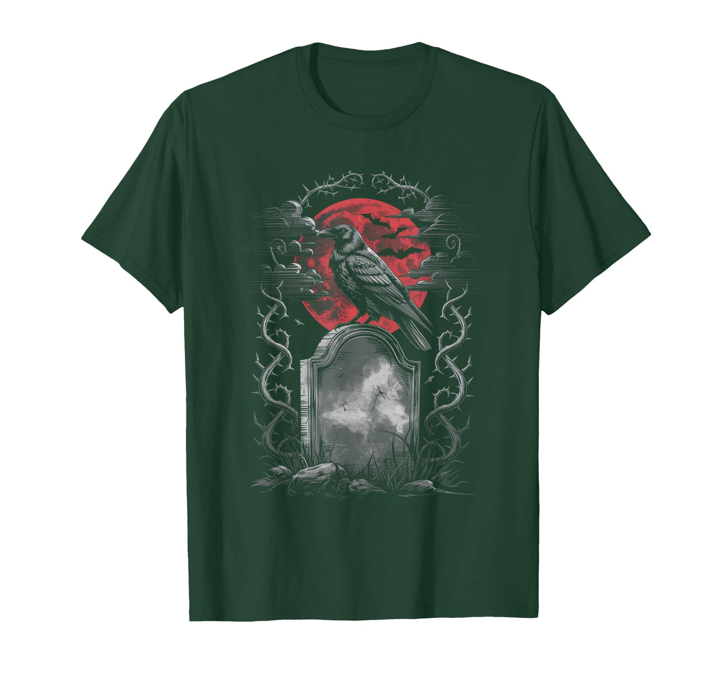 Raven Bird Gothic Raven art Cemetery Fantasy T-Shirt