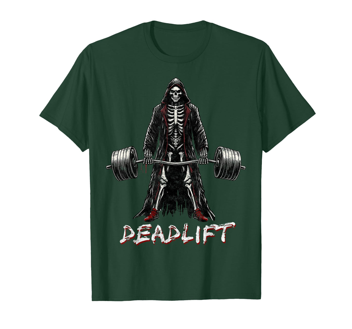 Deadlift Skeleton Halloween Gym Jokes Weightlifting Workout T-Shirt, Small, Black