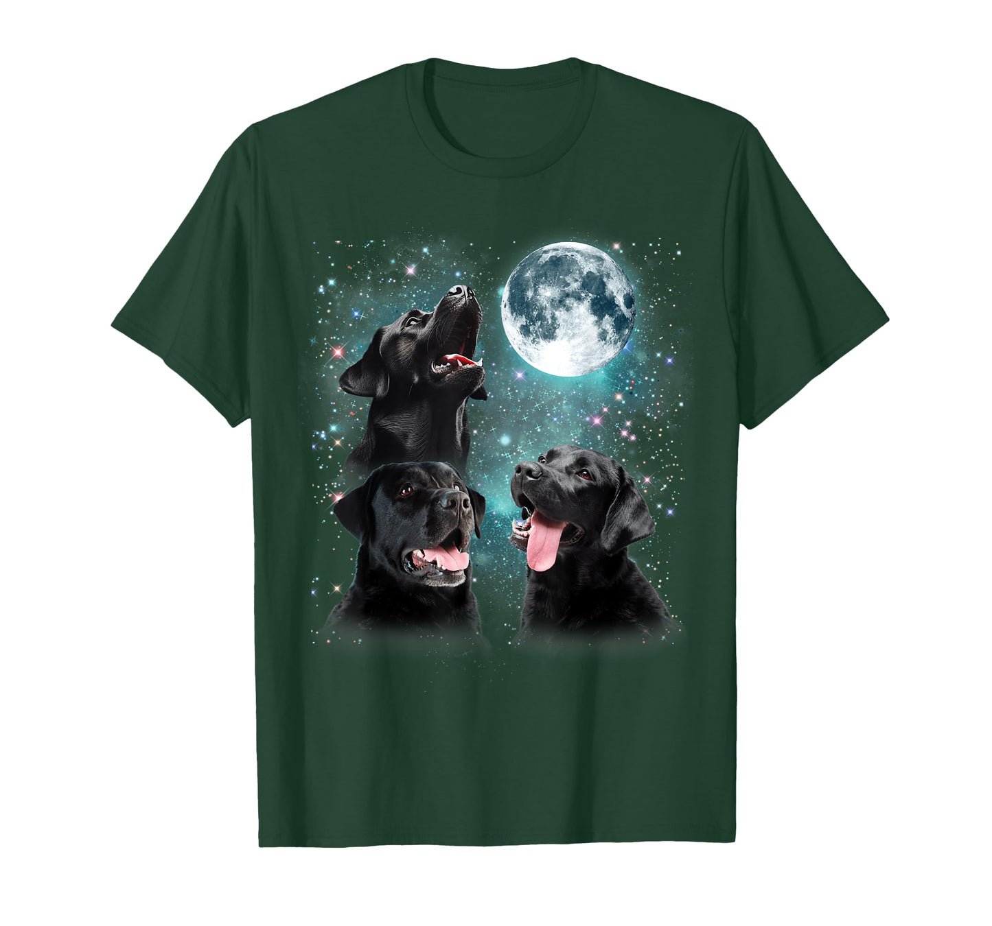3 Black Lab Moon Howling Lab Head Funny Gifts For Men Women T-Shirt