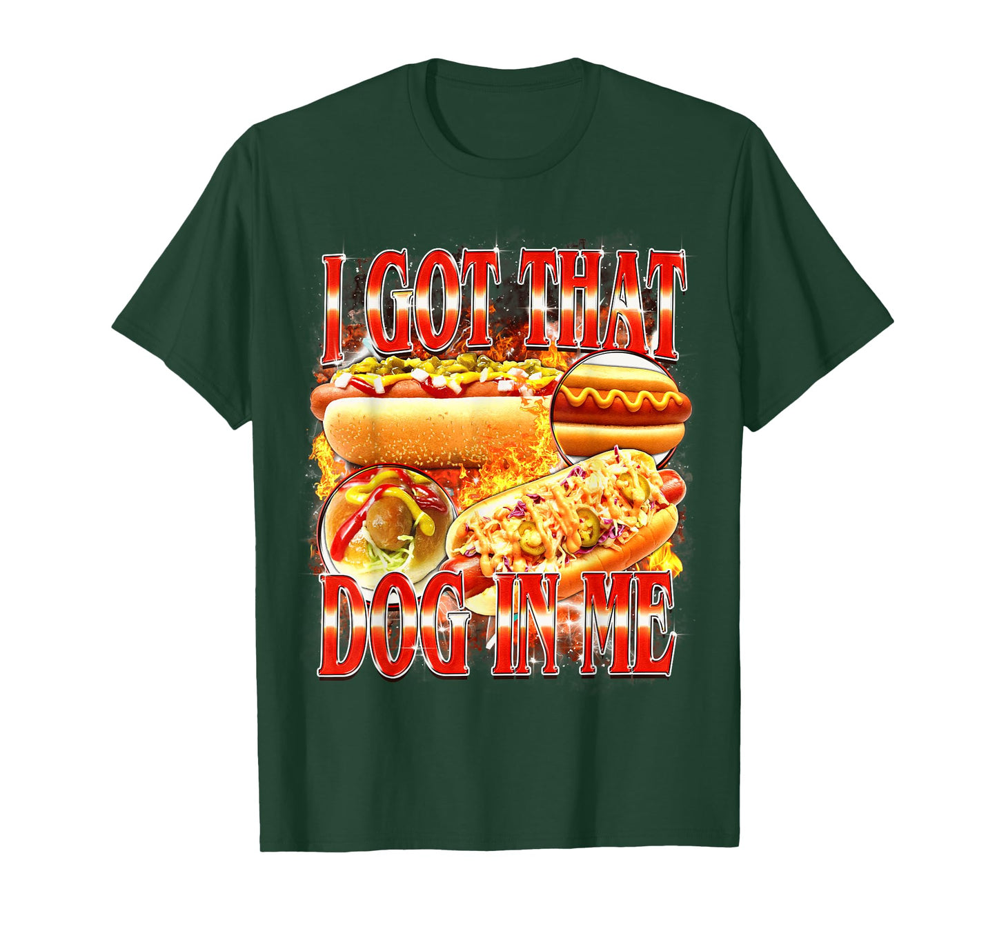 I Got That Dog in Me Funny Hot Dog Graphic Bootleg Y2K Meme T-Shirt