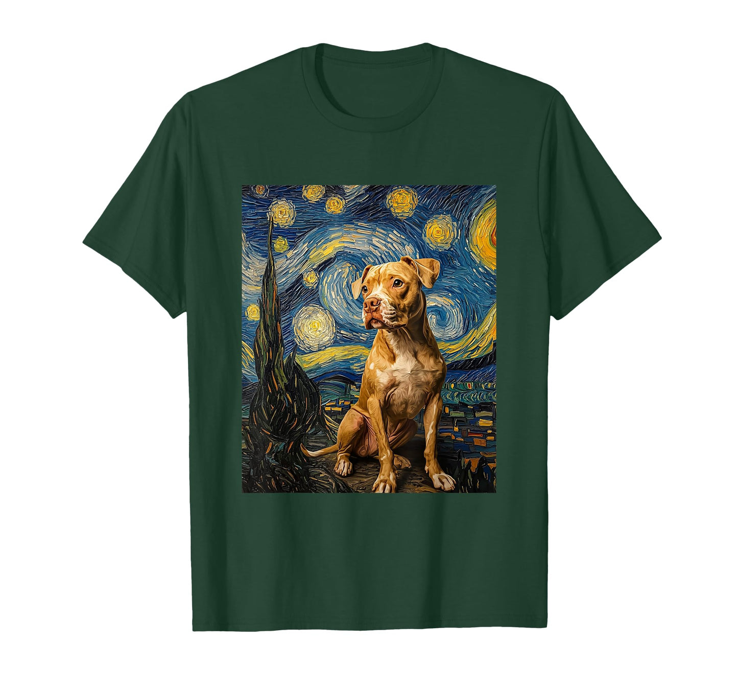 Pitbull Dog Pit Bull Pittie - Van Gogh Style - Starry Night T-Shirt