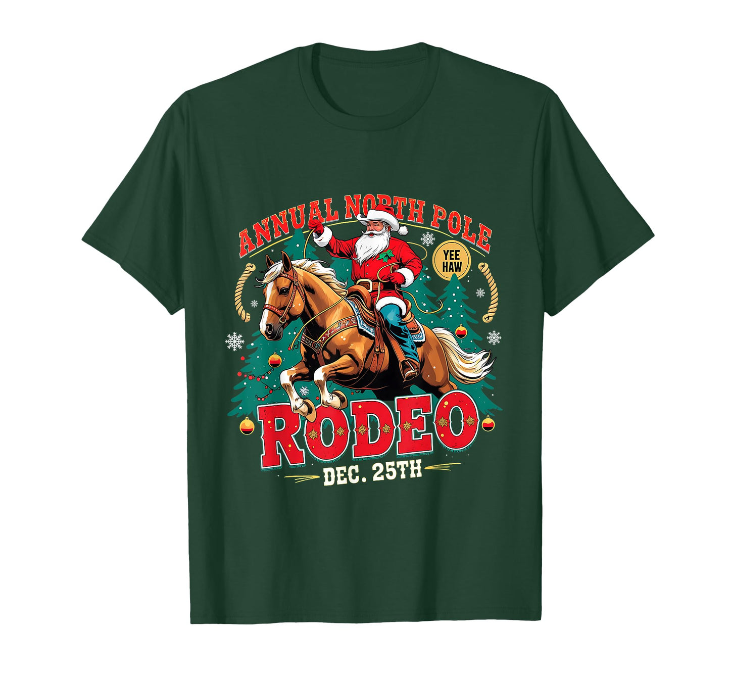 Annual North Pole Rodeo Christmas Cowboy Design T-Shirt