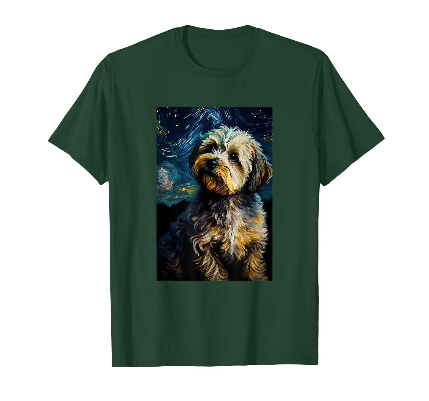 Yorkiepoo in Starry Night Painting Dog Mom Dad Men Women Kids T-Shirt