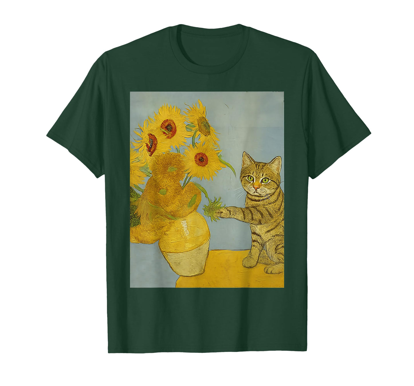 Cat With Sunflowers Van Gogh Funny Gifts For Men Women Kid T-Shirt