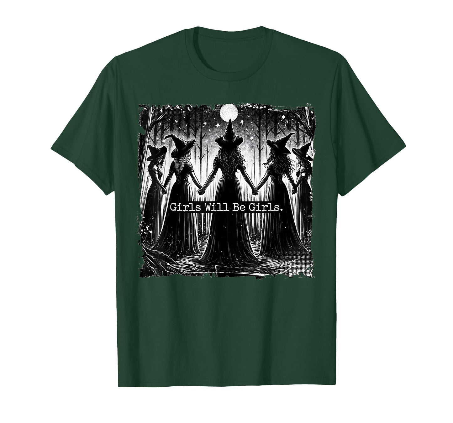 Retro Girl Will Be Girl Women Witches Halloween Costume T-Shirt