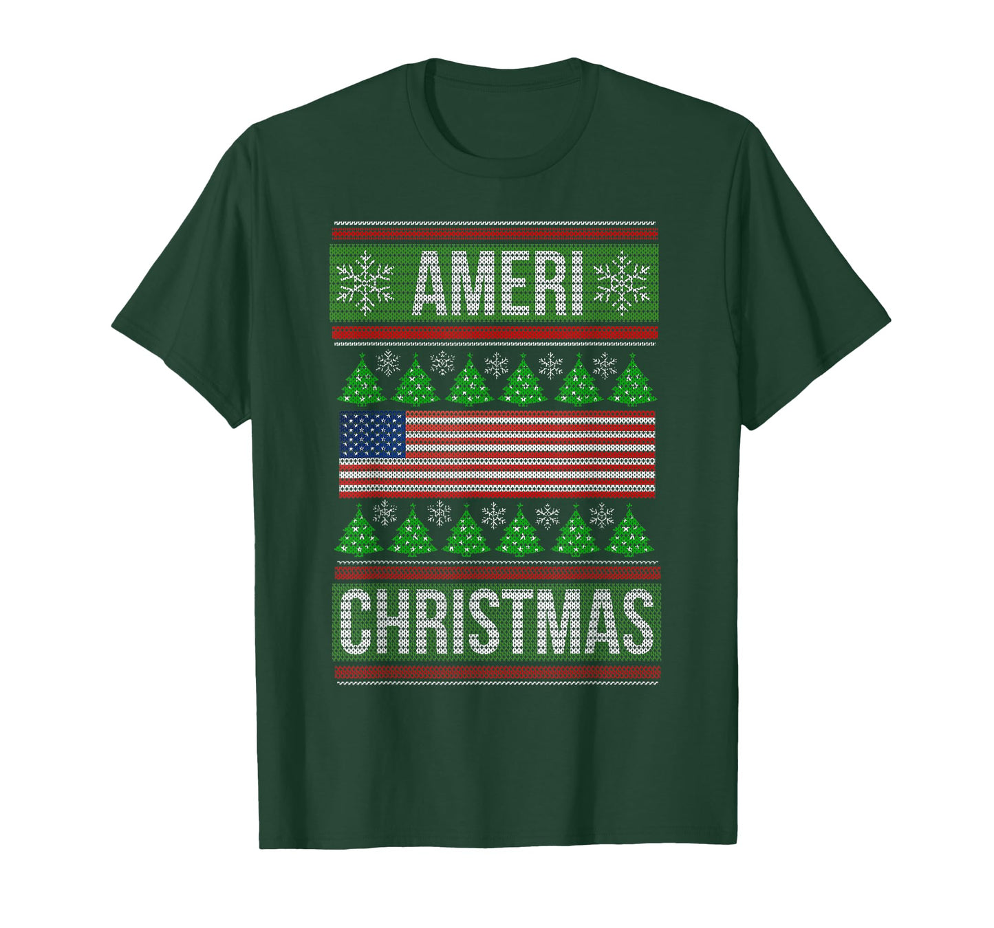 Ameri' Christmas Ugly Sweater Graphic Style Funny Xmas T-Shirt
