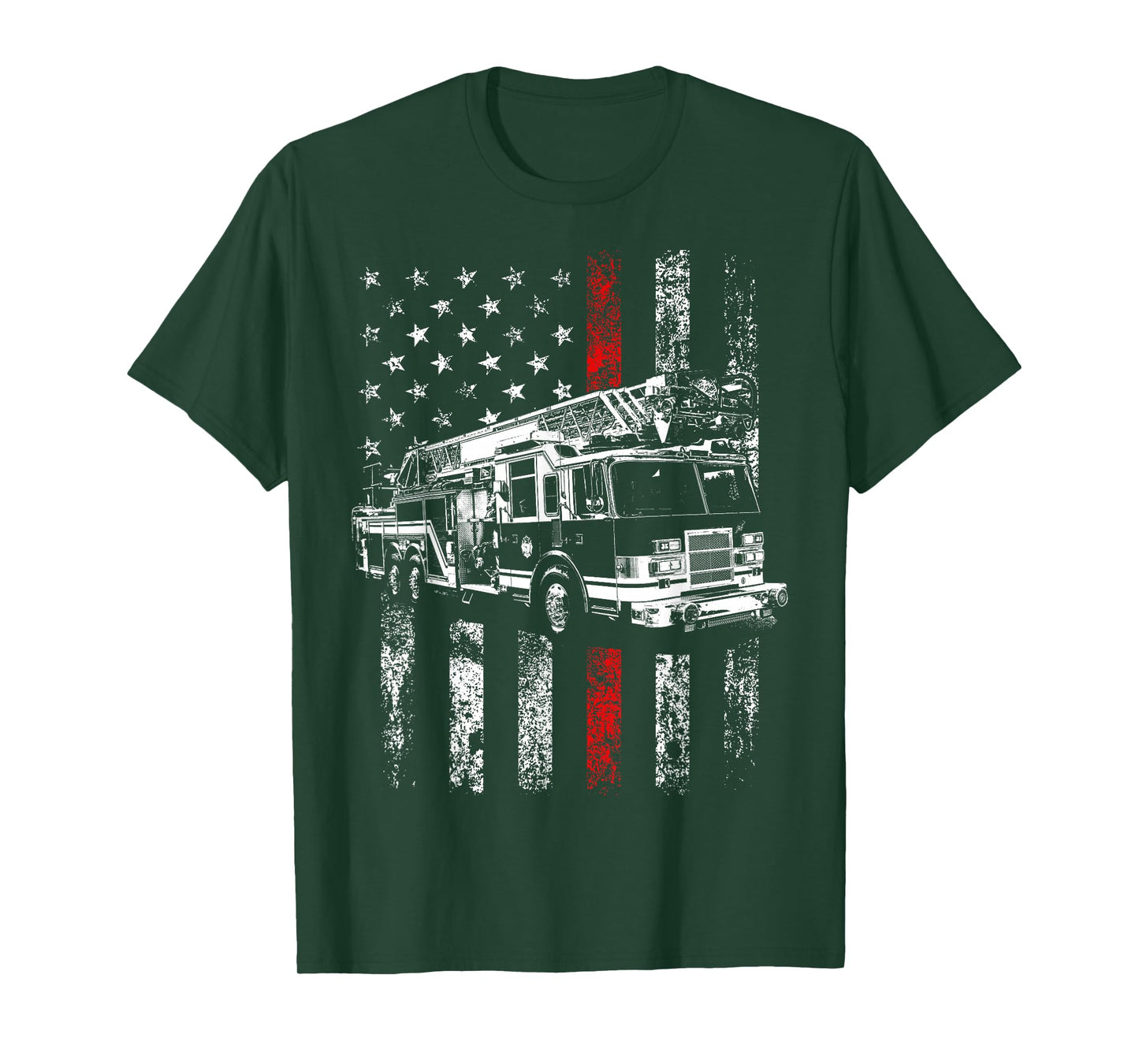 Fireman American Flag Thin Red Line Firefighter T-Shirt