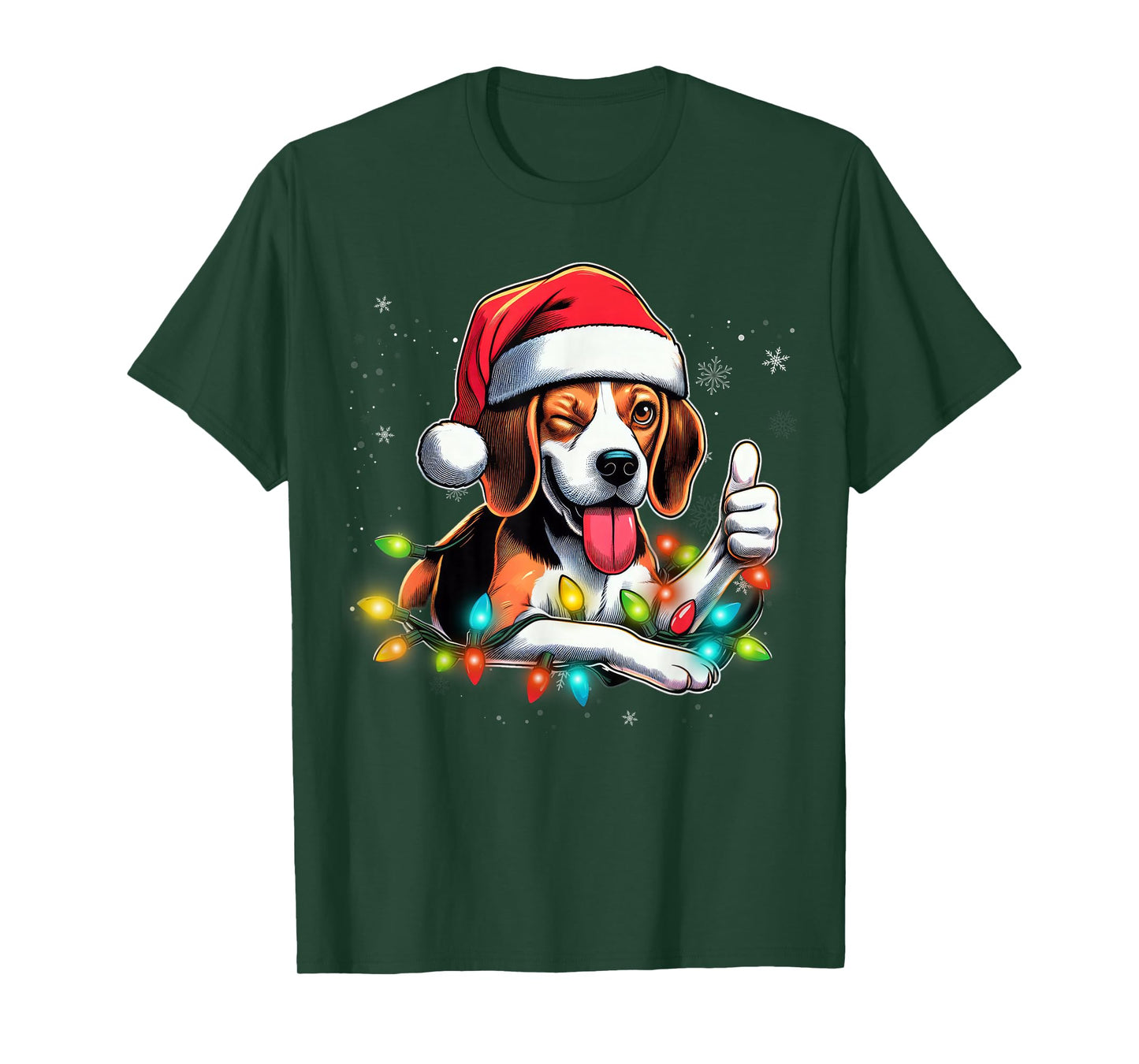 Beagle Christmas Tree Lights, Funny Dog Santa Pajama, Women T-Shirt