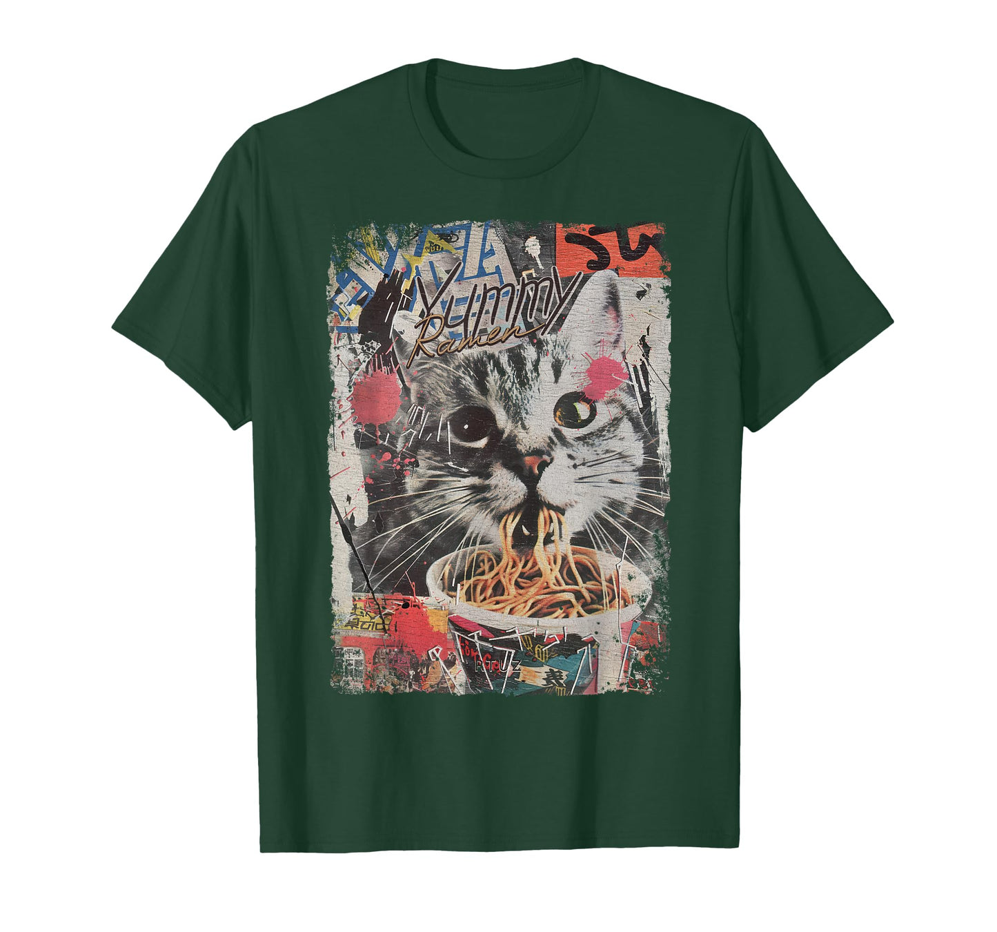 Ramen Noodles Cat Japan Y2K Kawaii Retro Cats Manga Anime T-Shirt
