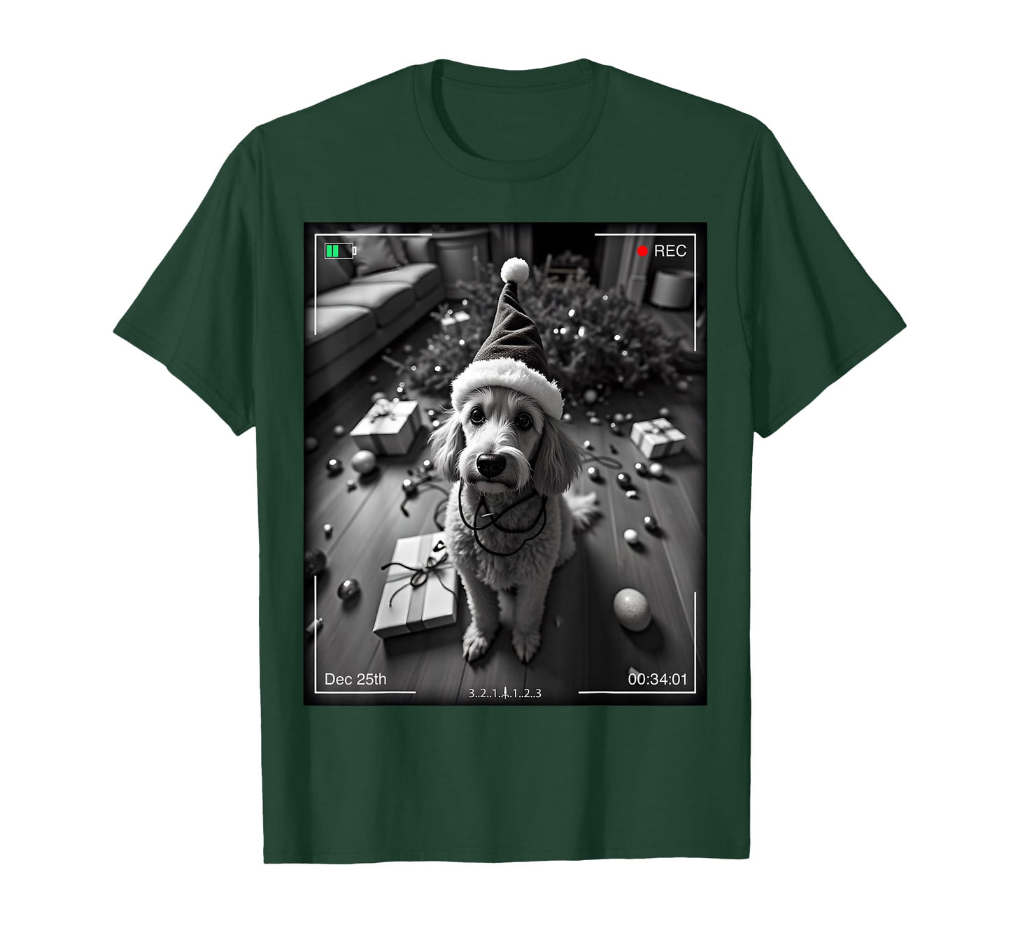 Christmas Poodle Caught On Camera T-Shirt