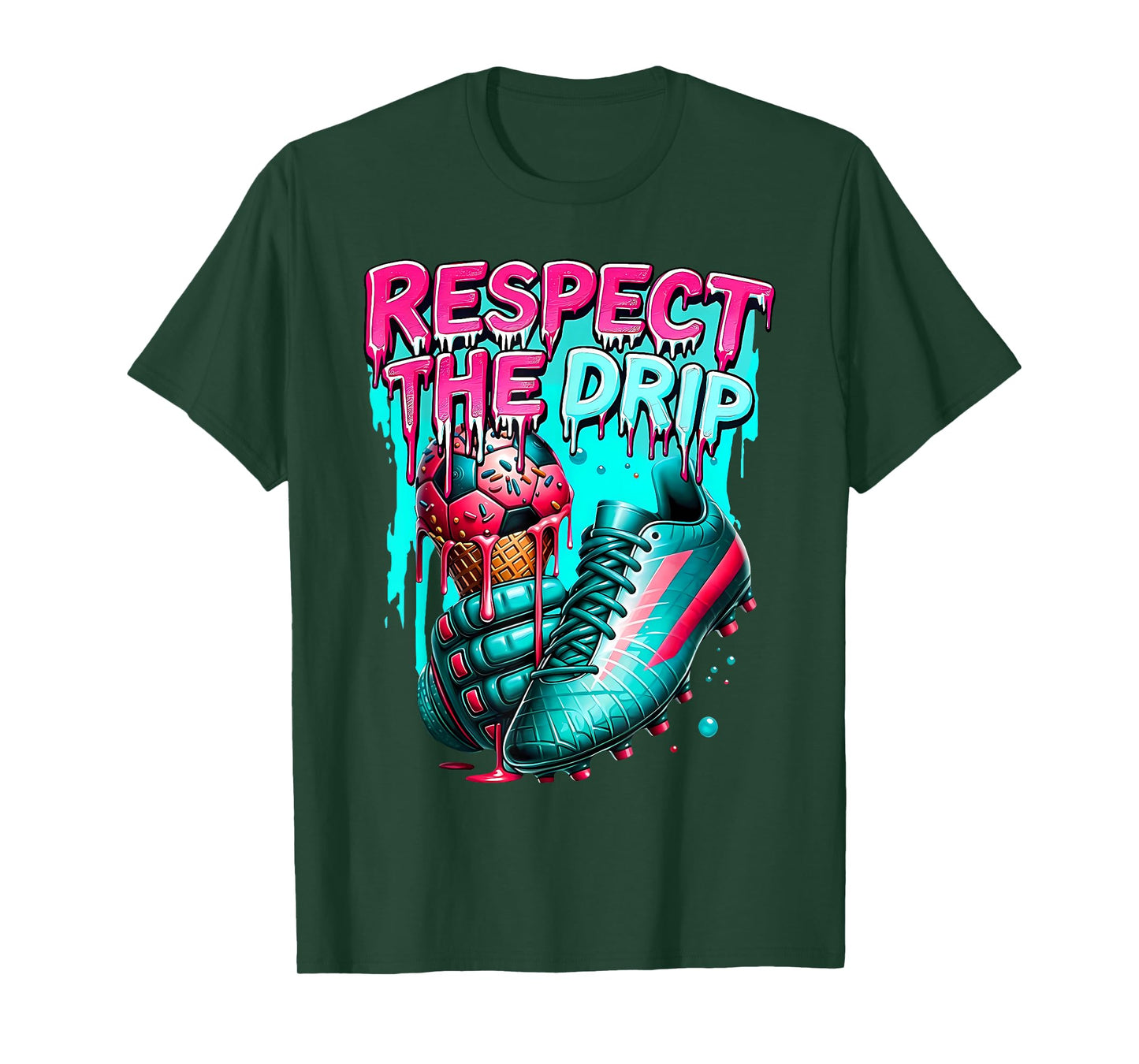 Respect The Drip Soccer Ice Cream Drip with Sprinkles T-Shirt