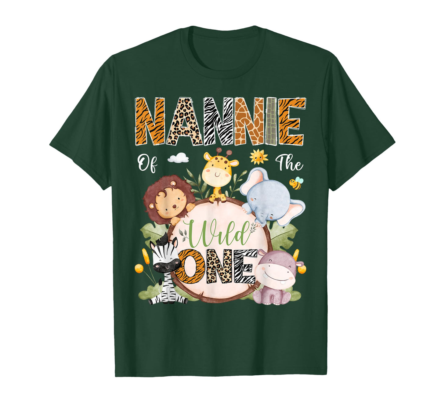 Nannie Of The Wild One 1St Birthday Safari Jungle Animals T-Shirt