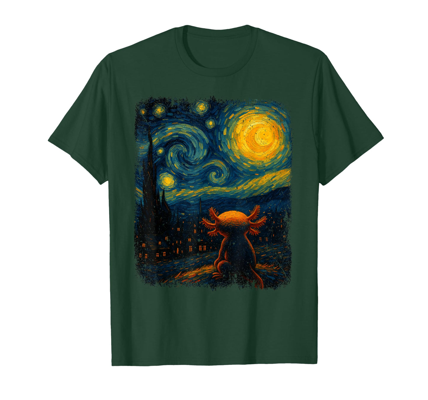 Axolotl Starry Night Van Gogh Art Gifts For Men Women Kid T-Shirt