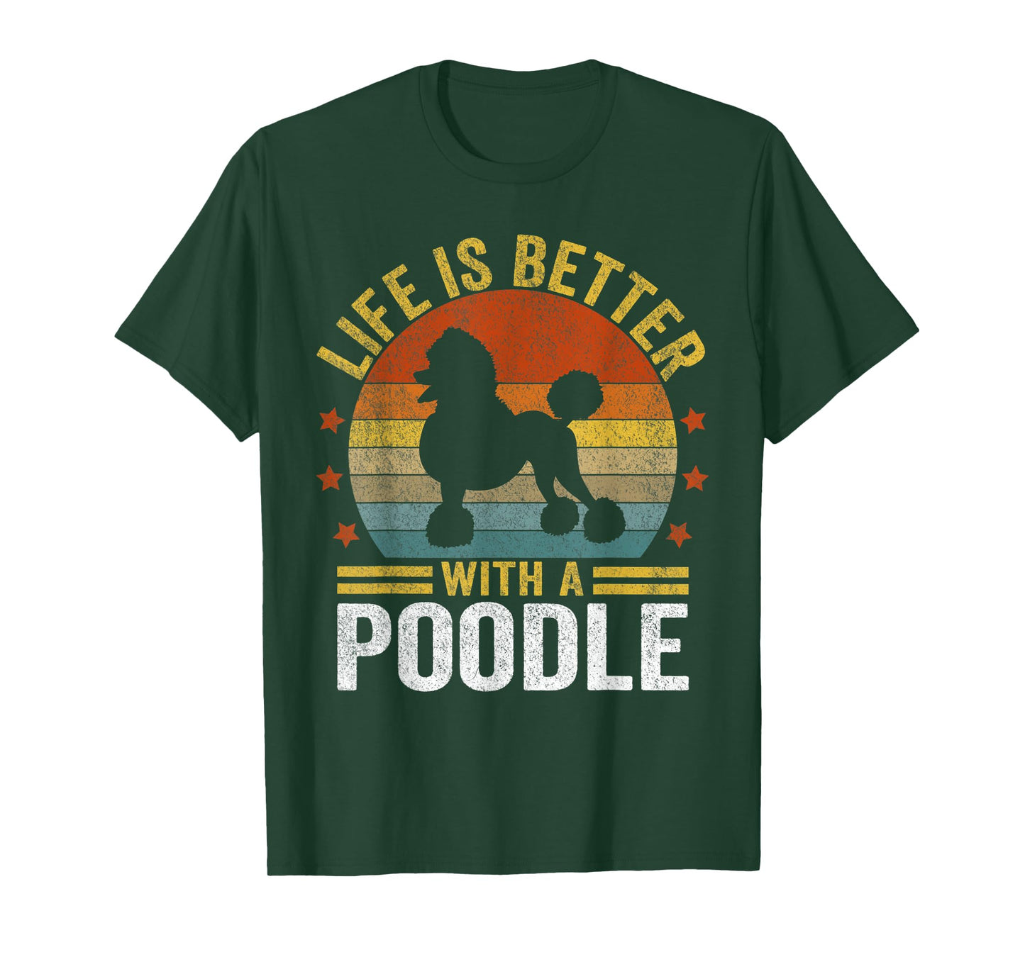 Life Is Better With A Poodle Mom Poodle Dad Retro Poodle Dog T-Shirt for Men Women Kids