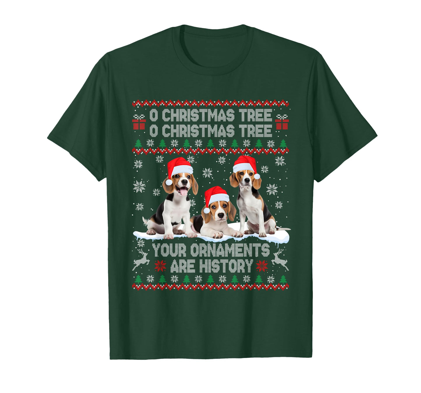 Beagle Dog Ugly Sweater Christmas Light Xmas Pajama T-Shirt