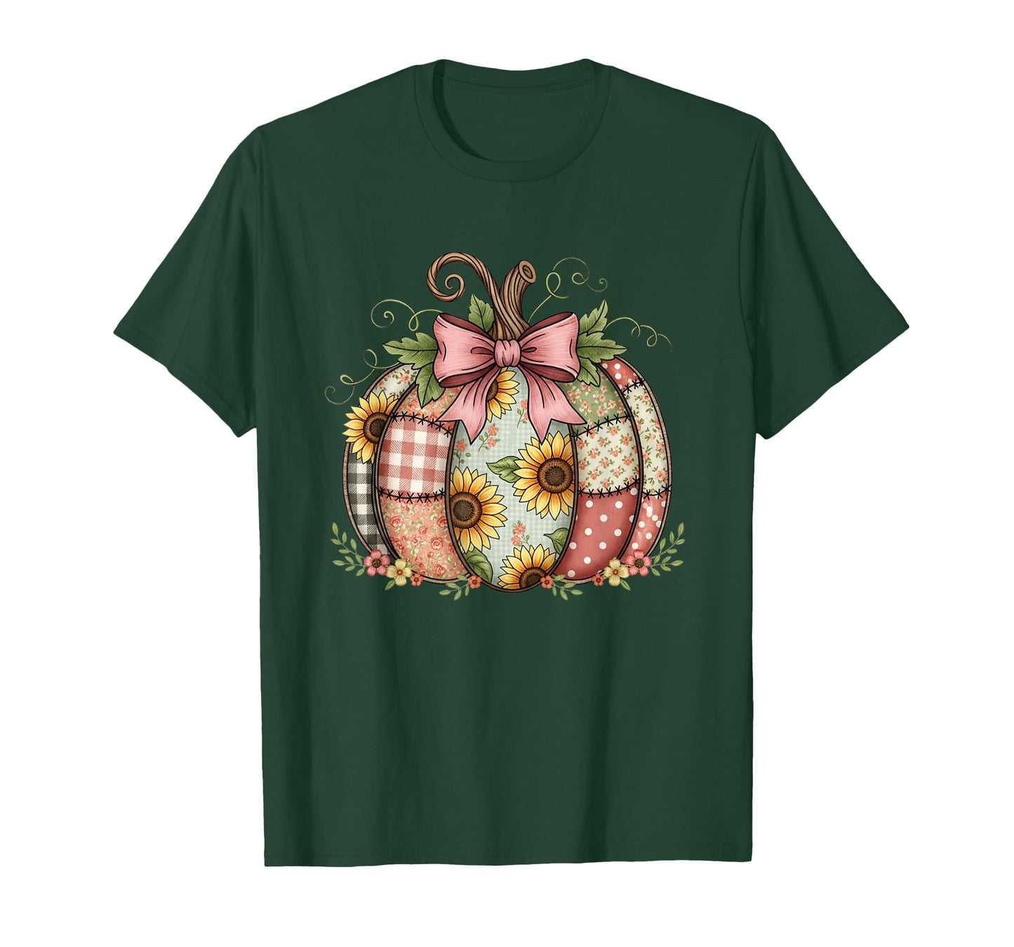 Sewing Mom Quilting Patchwork Pumpkin Quilt Floral Fall T-Shirt