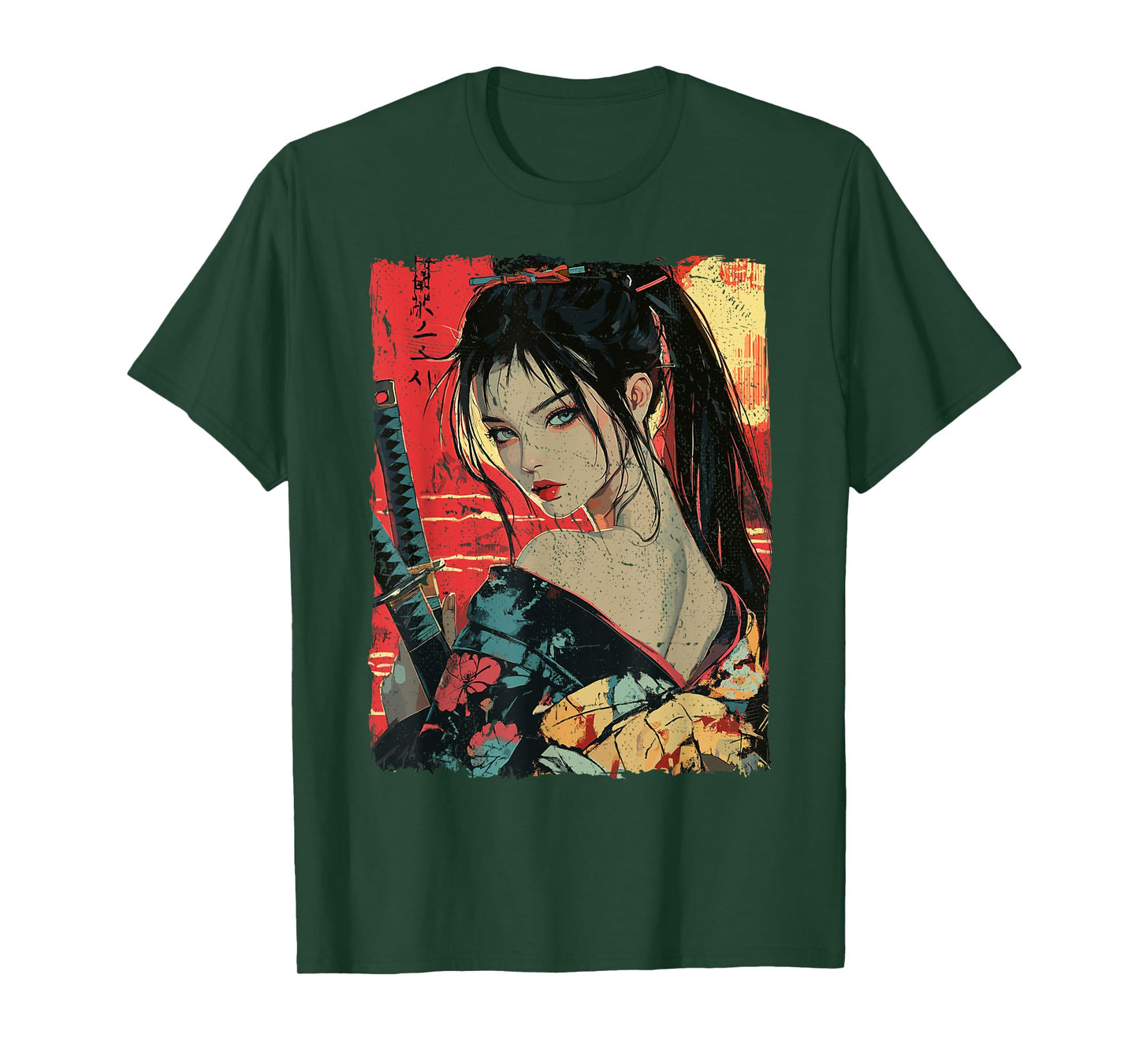 Samurai Warrior Waifu Girl Japanese Ukiyo-e Manga Samurai T-Shirt