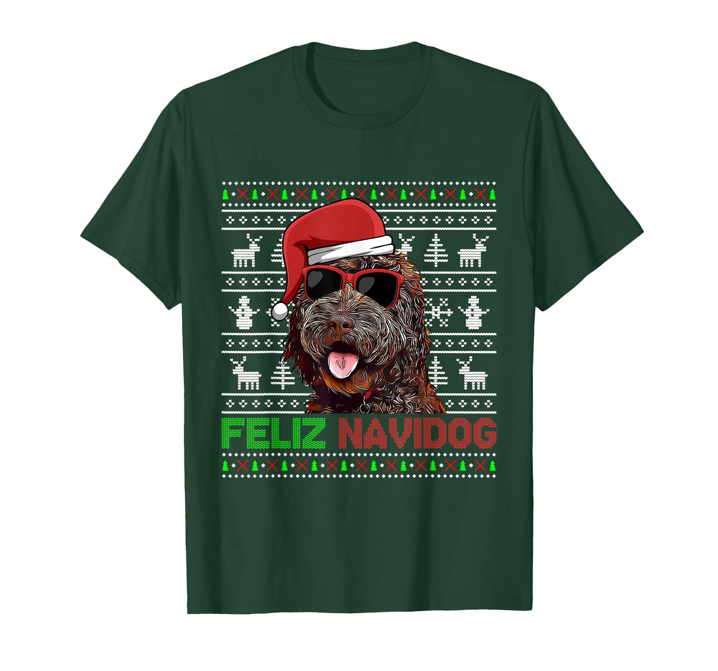 Barbet Dog Feliz Navidog Funny Christmas T-Shirt