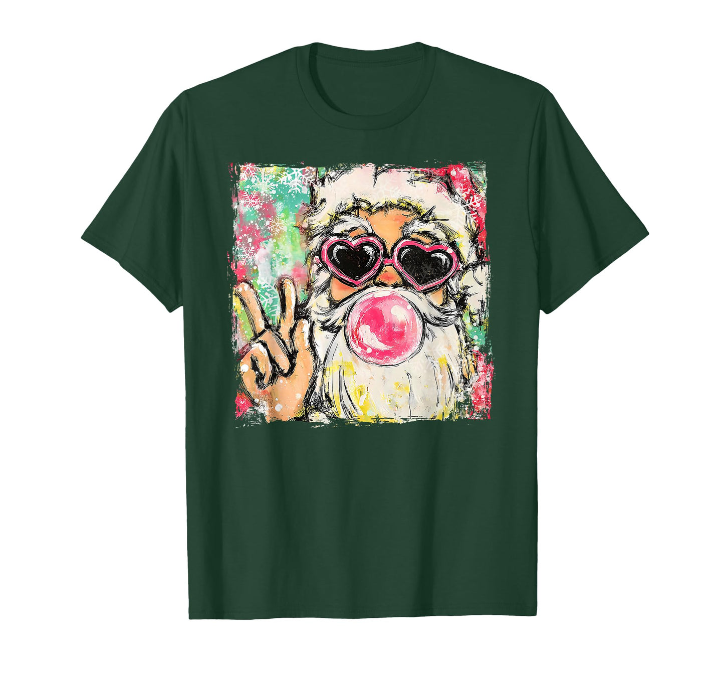 Coquette Santa Christmas Bubble Gum Sunglasses Xmas Holiday T-Shirt