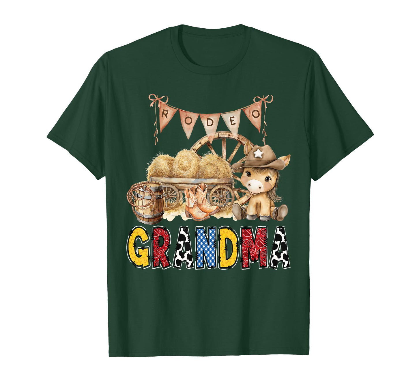 Rodeo Grandma Western Cowboy Birthday Family Matching T-Shirt