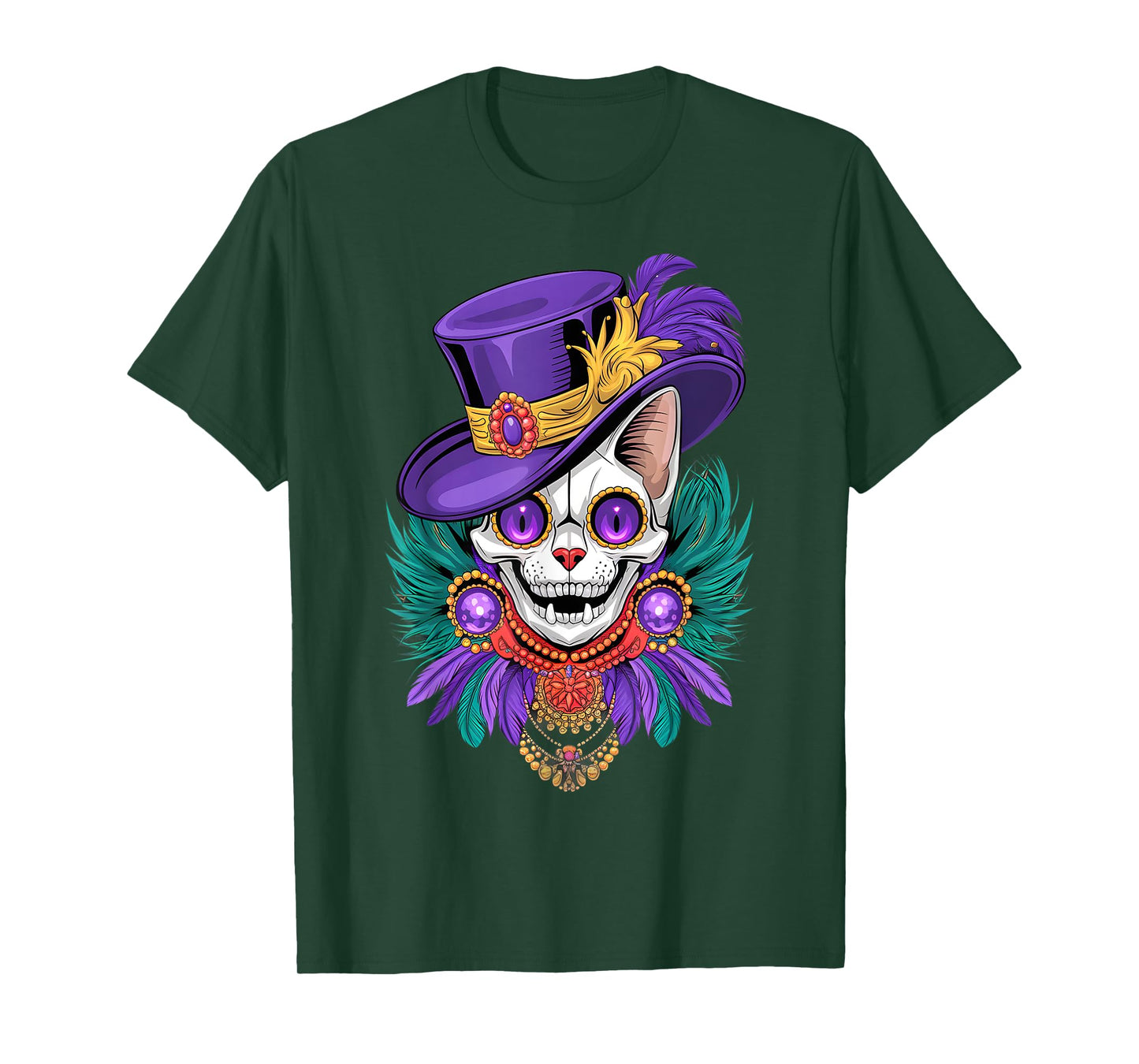 Mardi Gras Cat Sugar Skull Carnival New Orleans Men Women T-Shirt