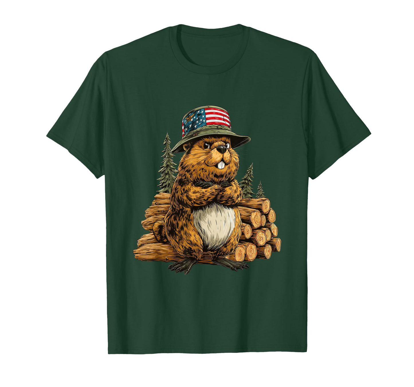 Funny Proud Beaver with This Work Costume in US Colors T-Shirt