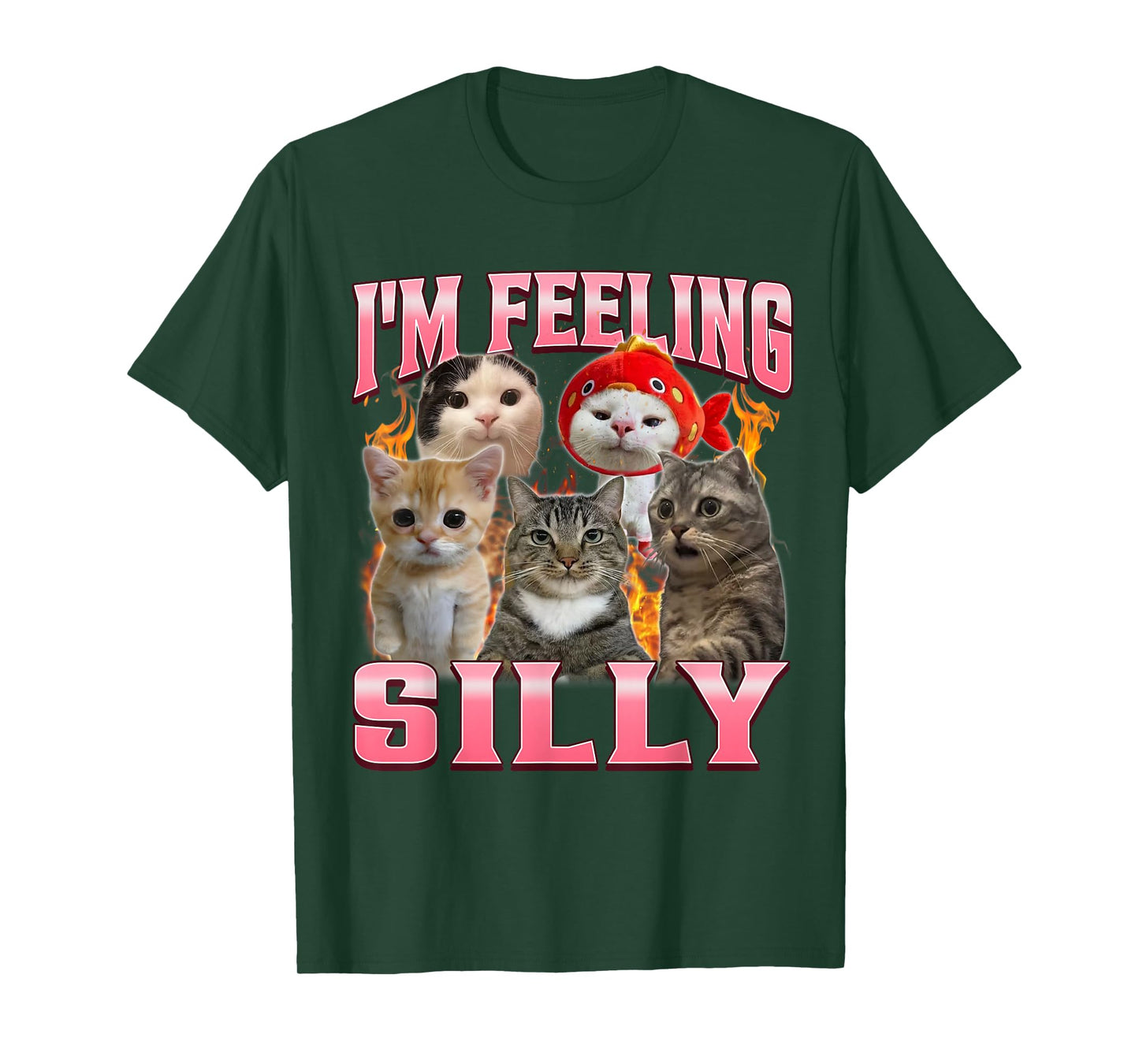 Funny I'm Feeling Silly Humor Cute Cat Meme Bootleg Graphic T-Shirt