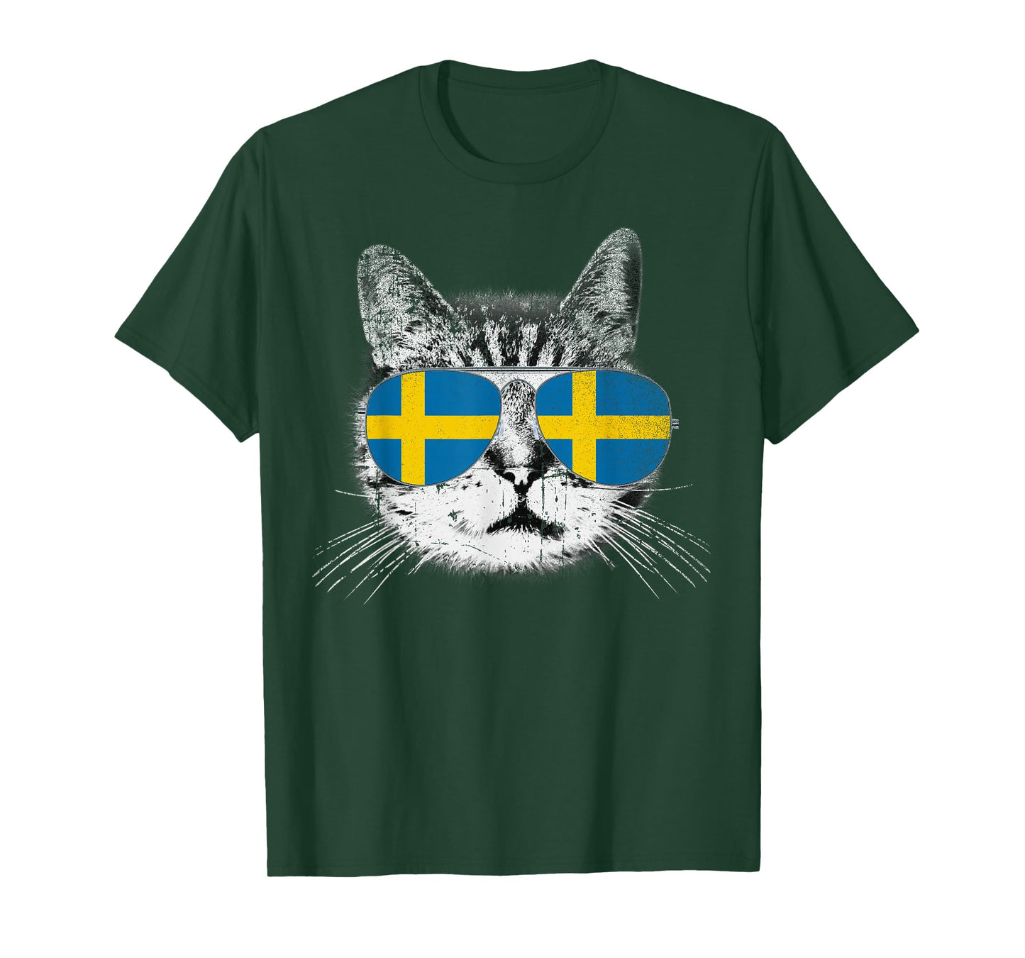 Cat Shirt Swedish Sweden Flag Country Pride Men Women Gift T-Shirt