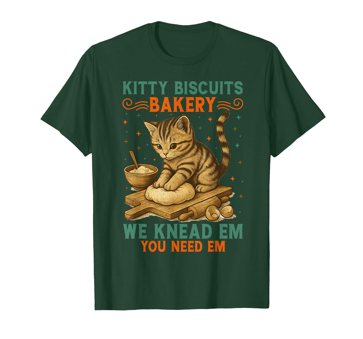 Kitty Biscuits Kneading Cat Bakery Kawaii Chef Cat Lover T-Shirt