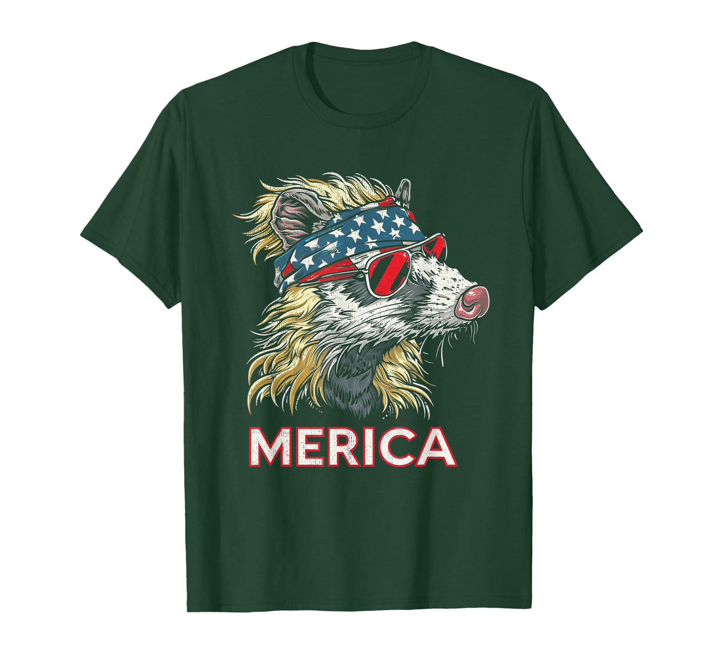 Opossum Possum - Patriotic USA 4th of July American Flag T-Shirt