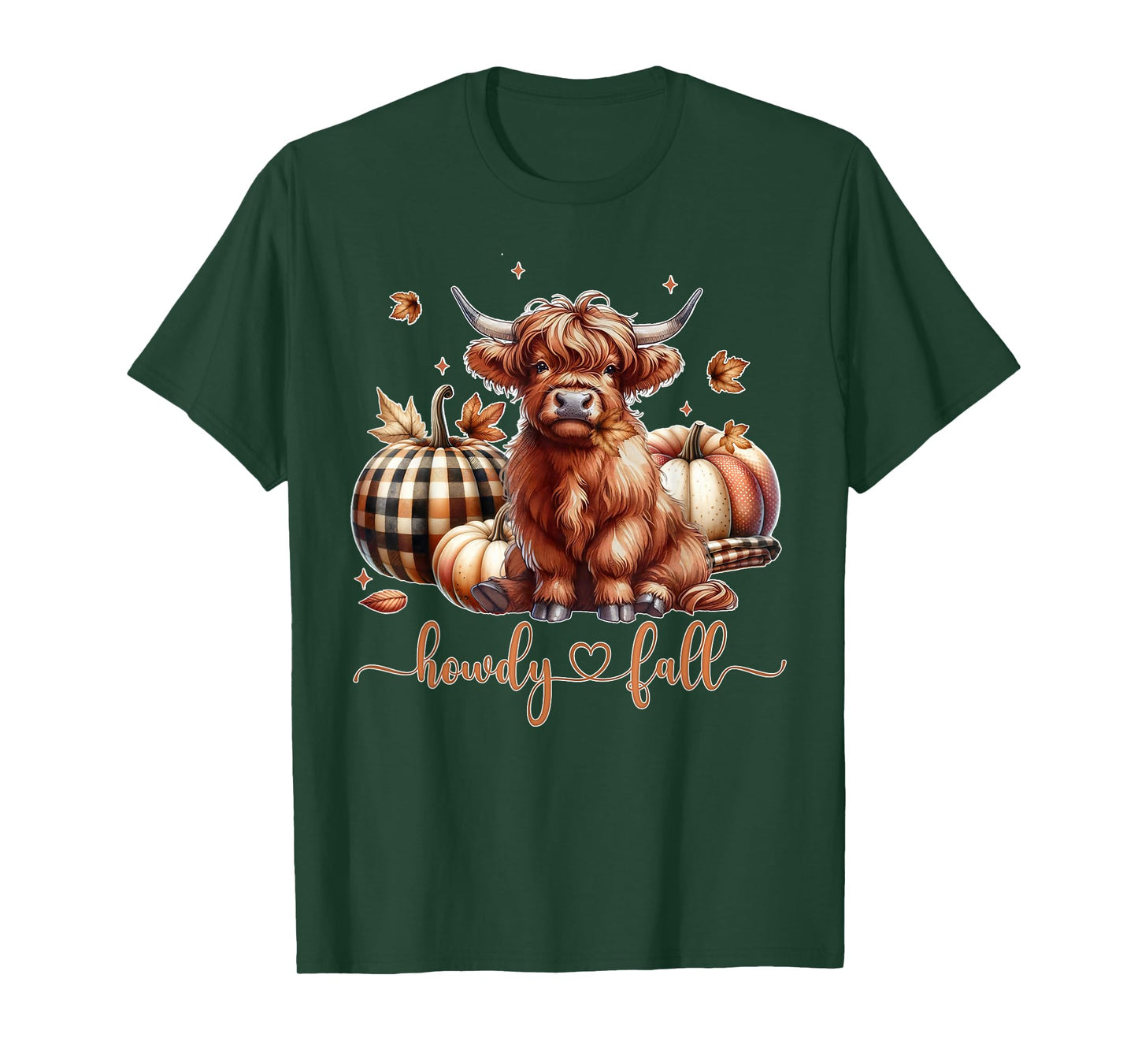 Howdy Fall Western Farm Country Highland Cow Autumn Pumpkin T-Shirt