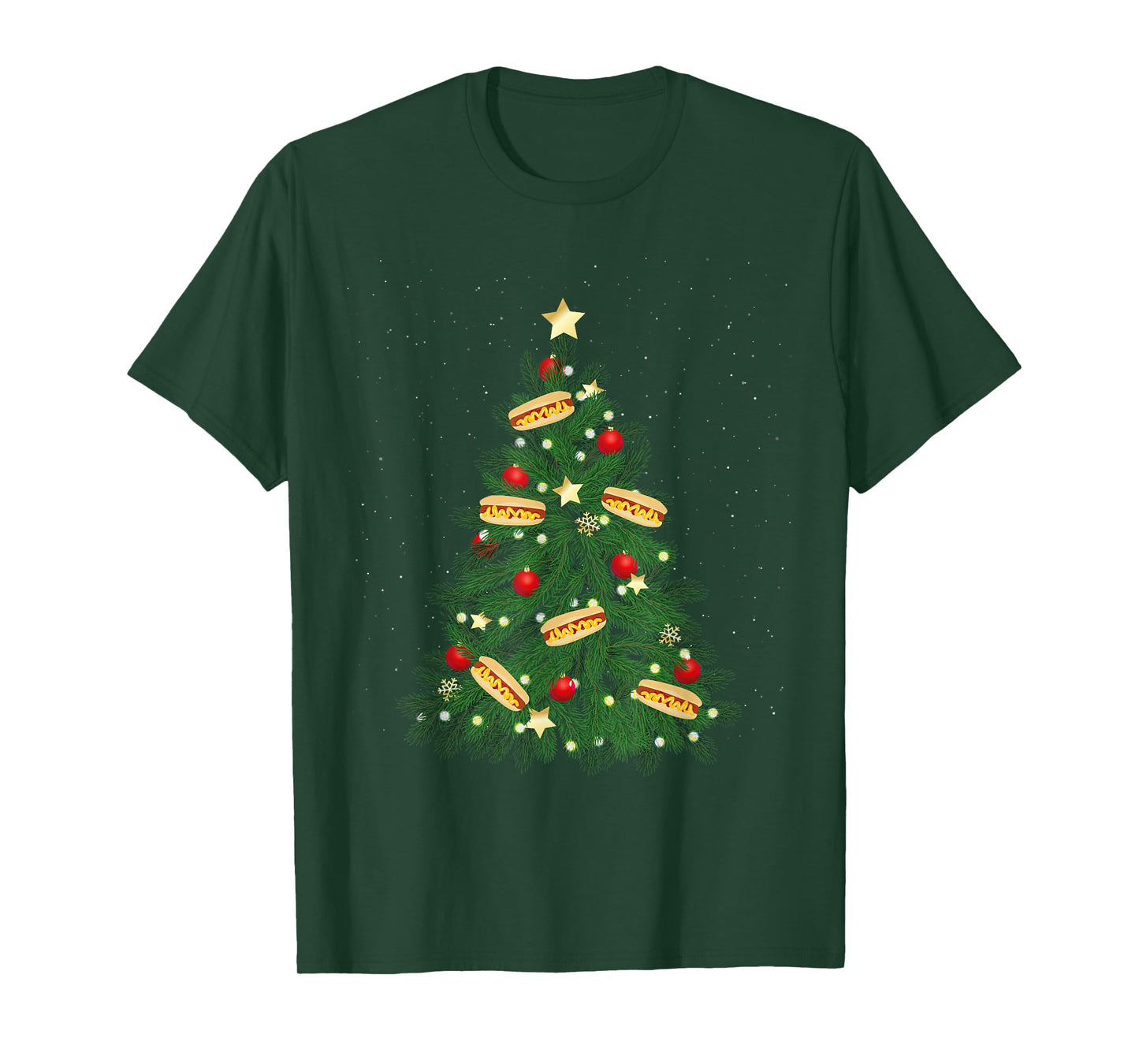 Hot Dog Adult Christmas Tree T-Shirt