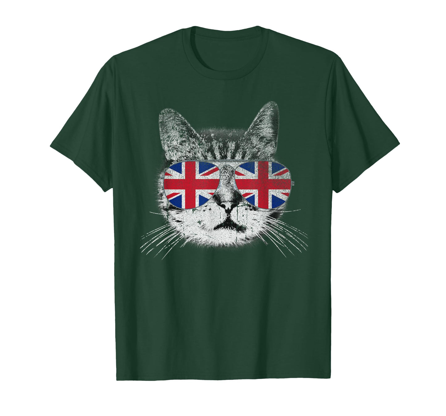 Cat Shirt Union Jack Flag Country Retro England British UK T-Shirt