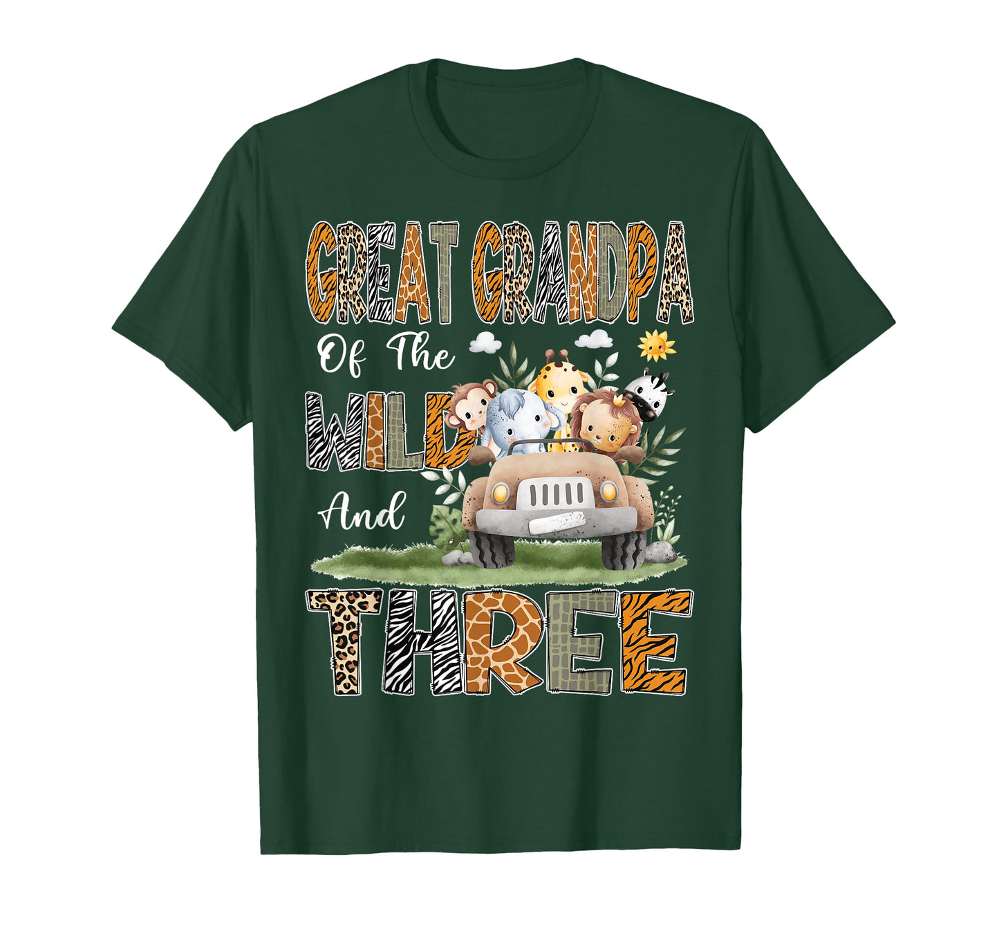 Great Grandpa Of The Wild Three 3Rd Birthday Safari Animal T-Shirt