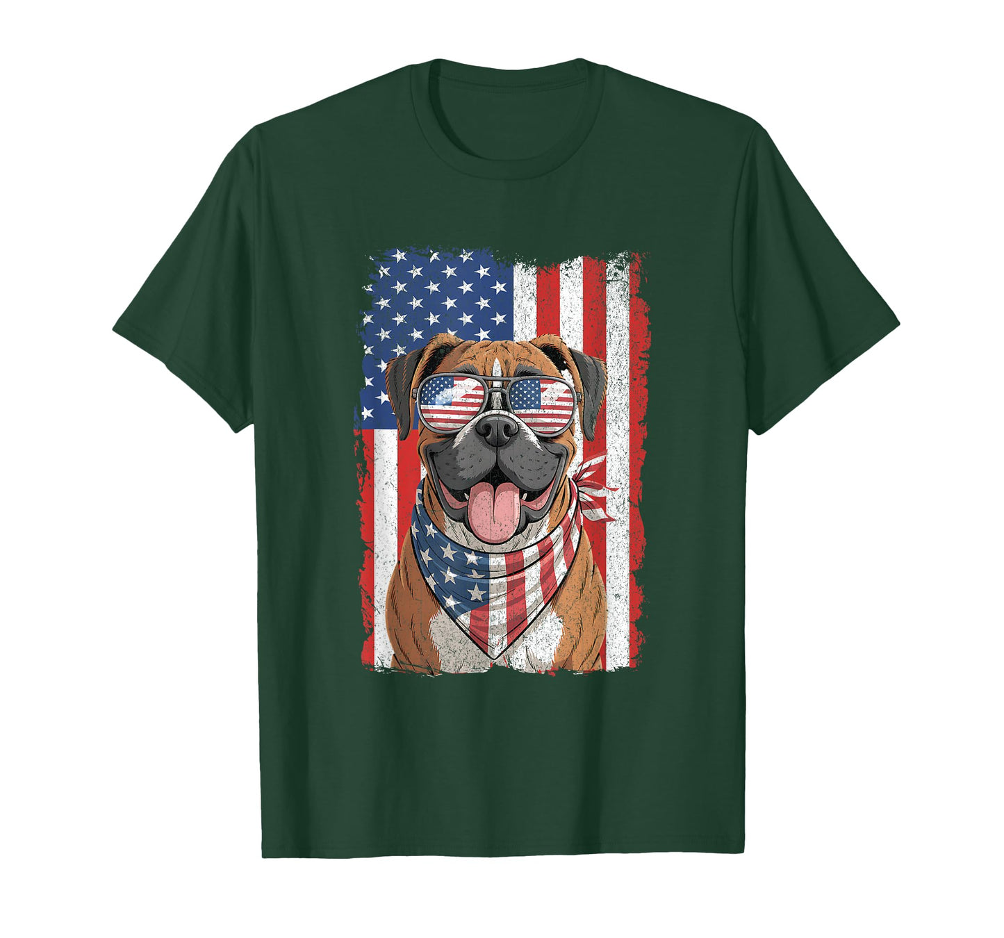 Boxer Dog 4th of July Dog Patriotic USA Flag Man Woman T-Shirt