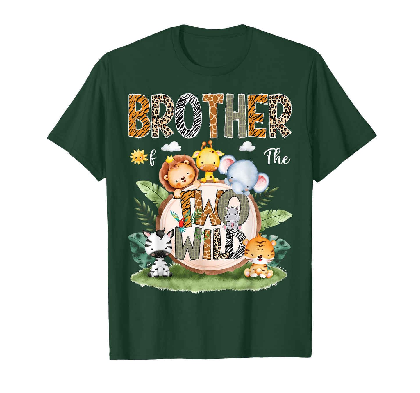 Brother Of The Two Wild 2Nd Birthday Safari Animal Lover T-Shirt