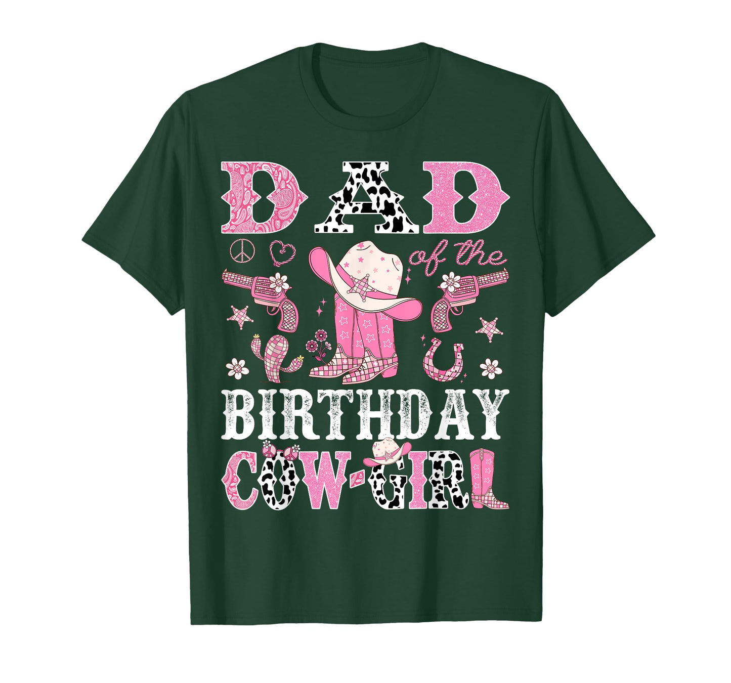 Dad Of The Birthday CowGirl Pink Disco Rodeo Western T-Shirt