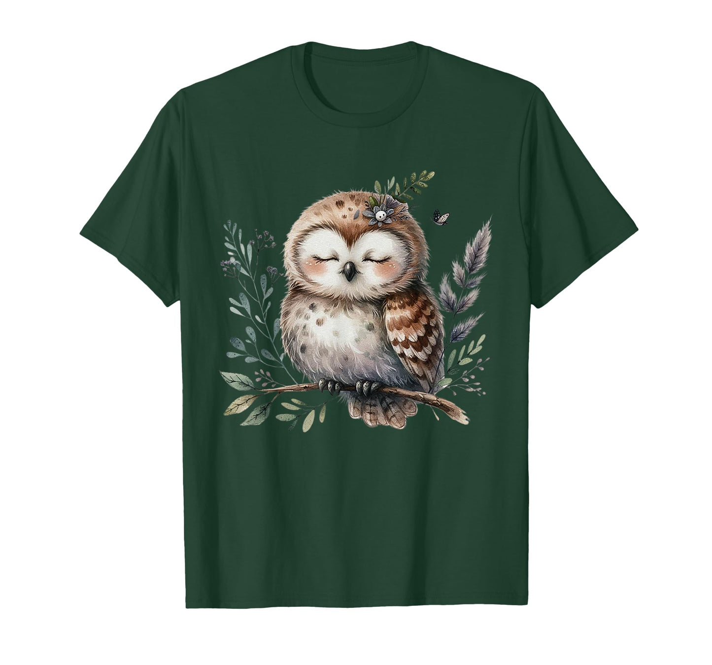 Peaceful Forest Owl Woodland Animal Nature Art T-Shirt