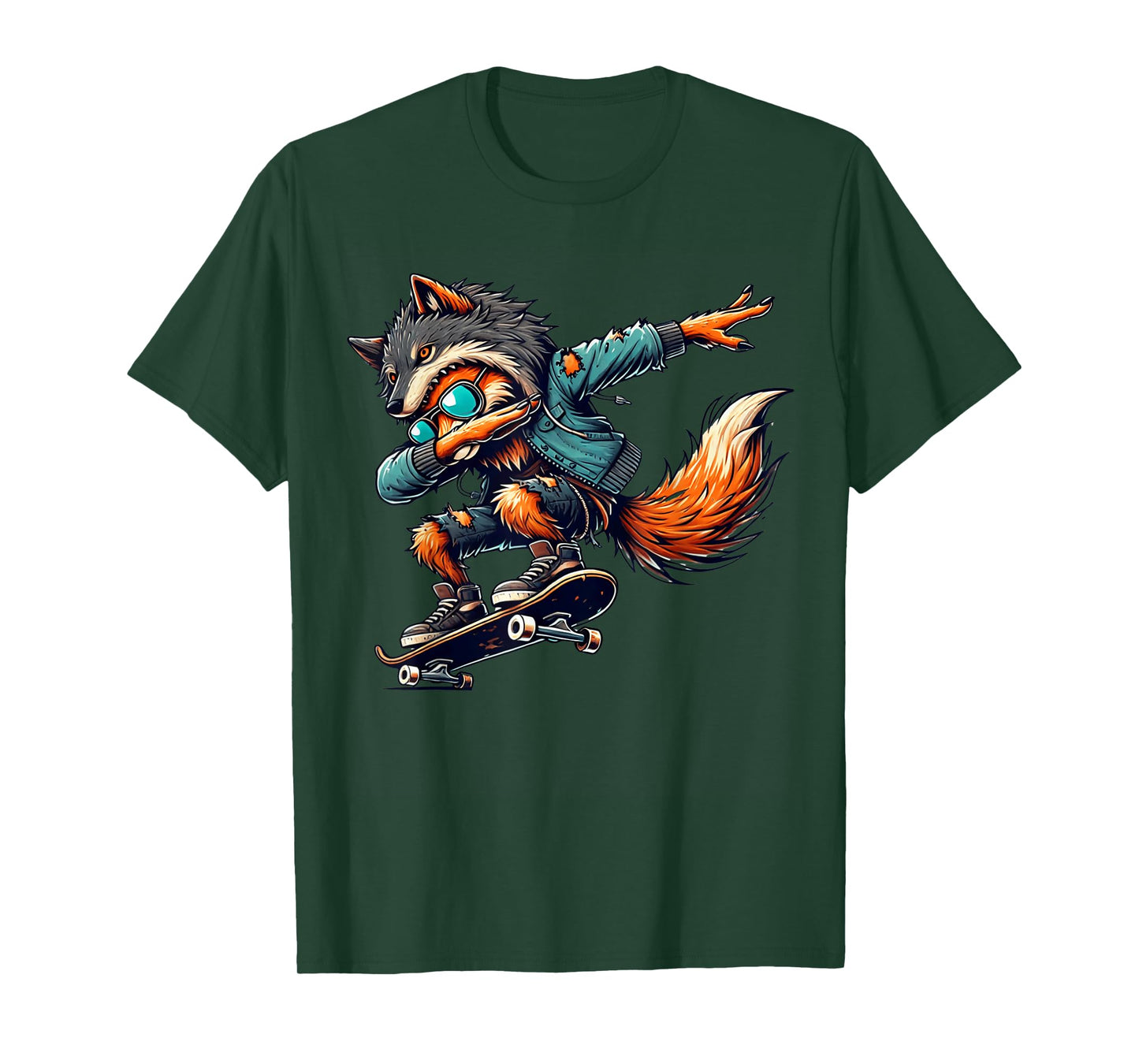 Dabbing Fox Wolf Halloween Trick or Treat Boys Men Kids Tee T-Shirt