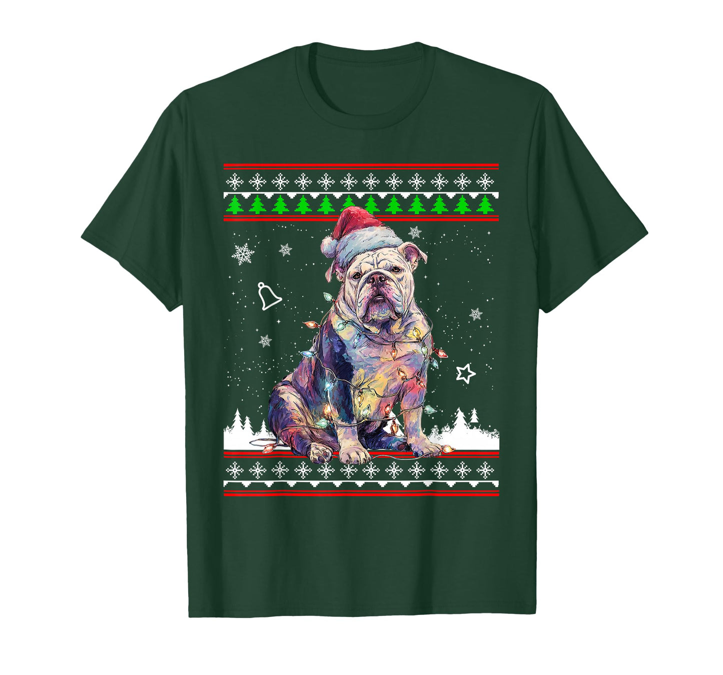 English Bulldog Christmas Ugly Sweater Funny Dog Xmas T-Shirt