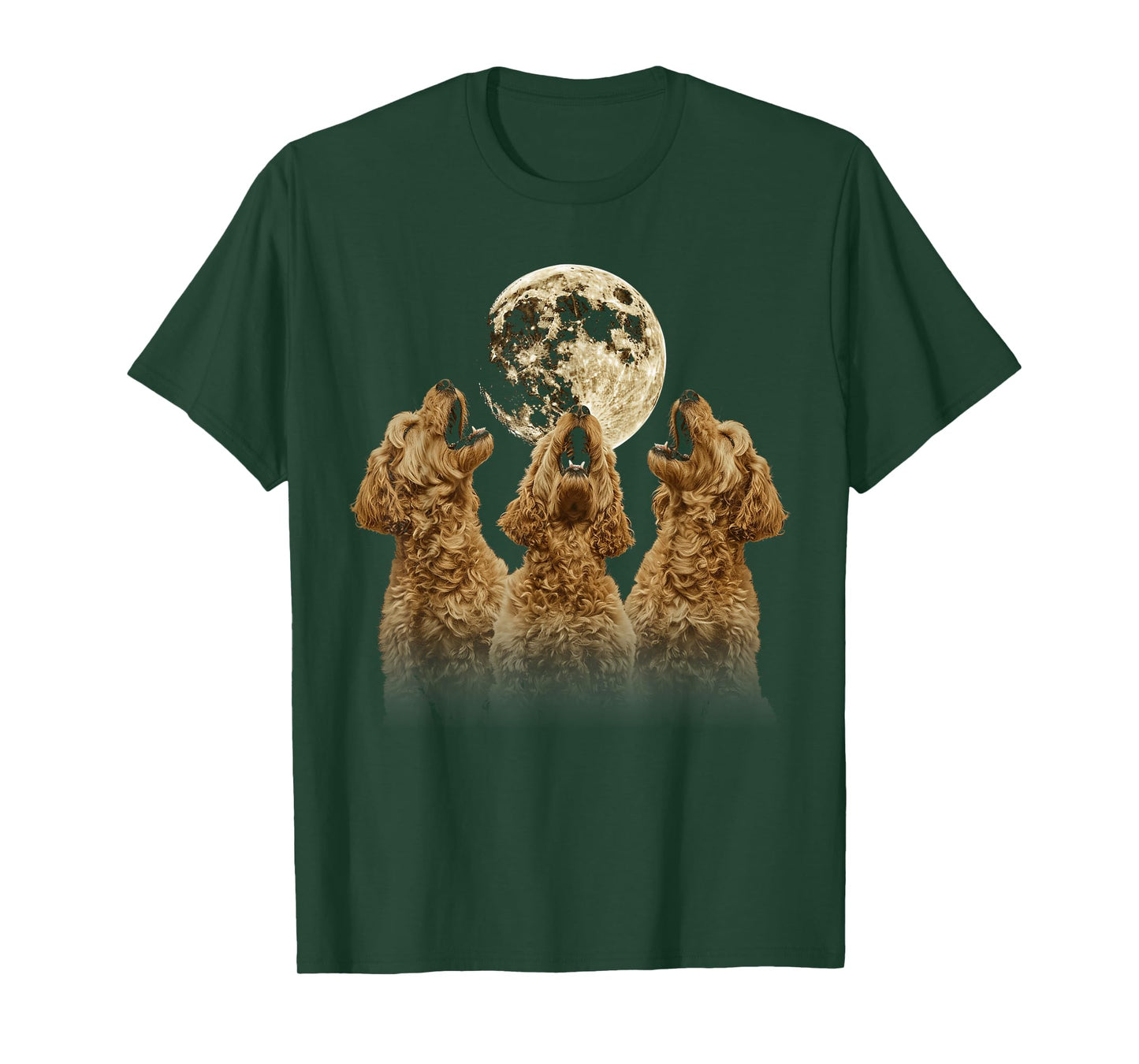 Golden Doodle Goldendoodle Dog Howling Moon T-Shirt