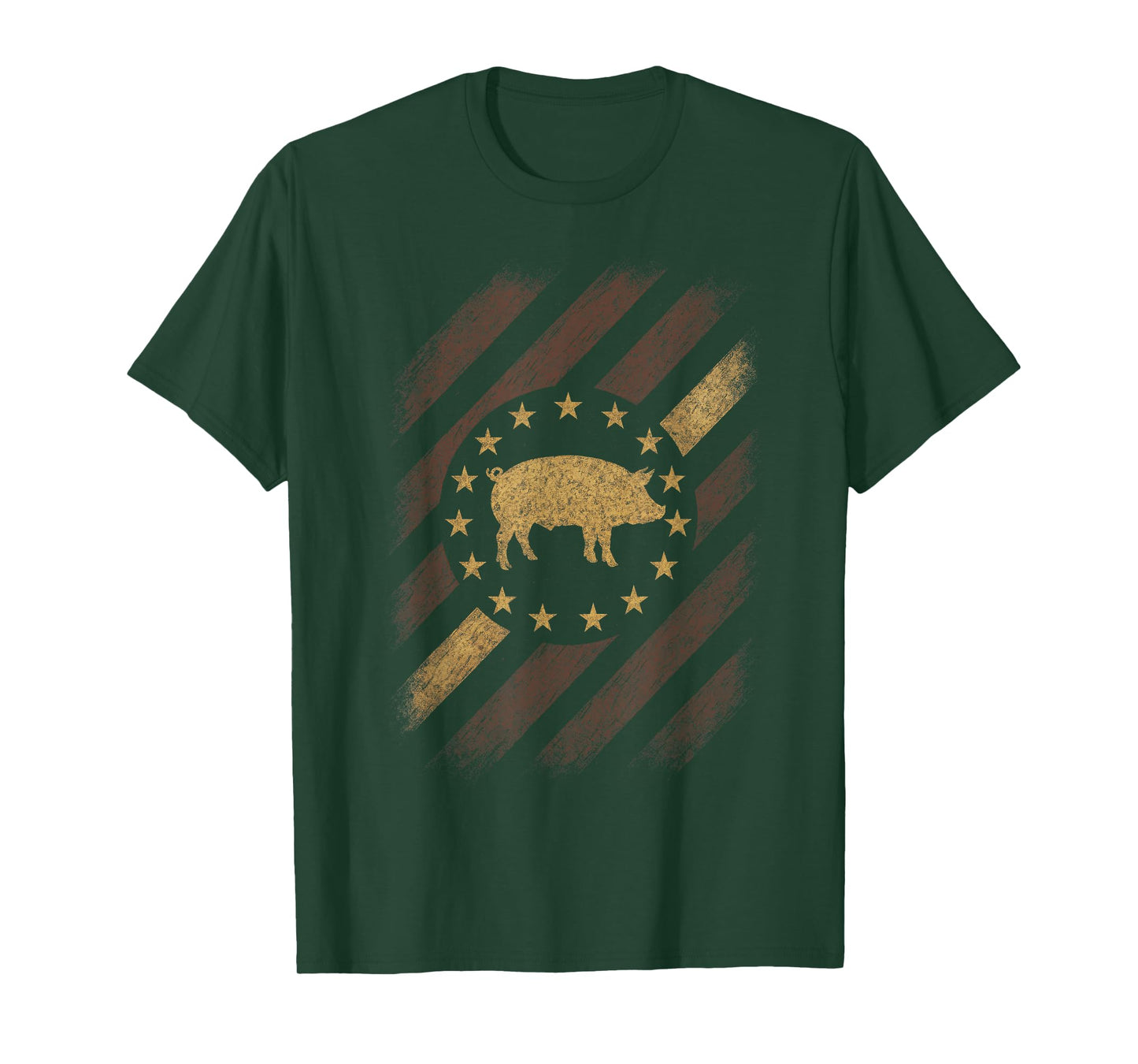 Vintage Pig Patriotic Design - Farm Animal Country T-Shirt