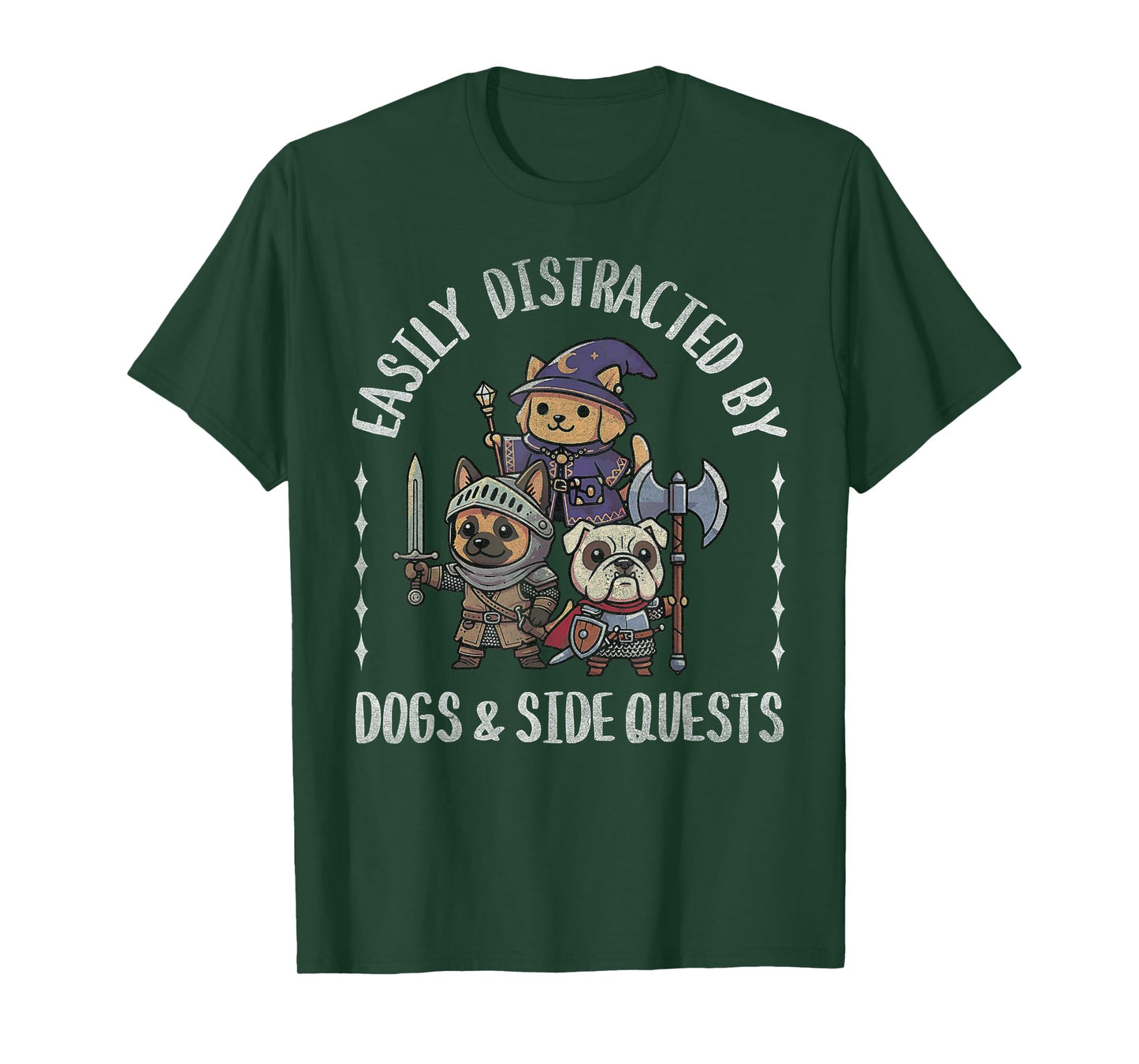 Funny Gamer Easily Distracted by Dogs Side Quests Adult Kids T-Shirt
