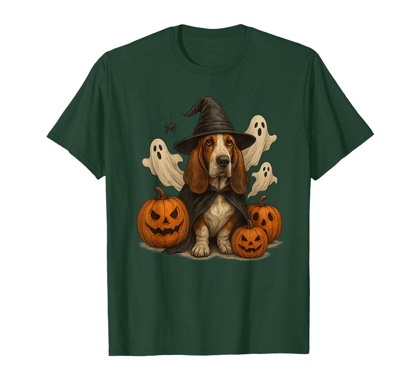 Halloween Basset Hound, Witch's hat, Cute, Funny T-Shirt