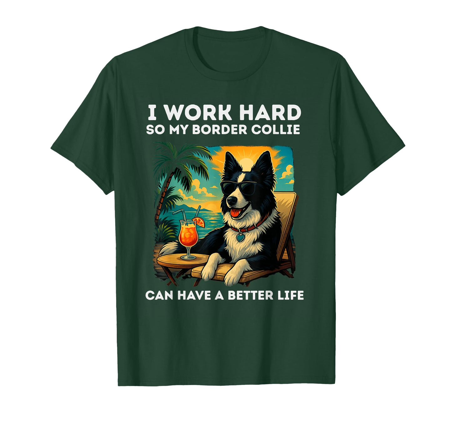 Border Collie Lover I Work Hard Design Funny Border Collie T-Shirt