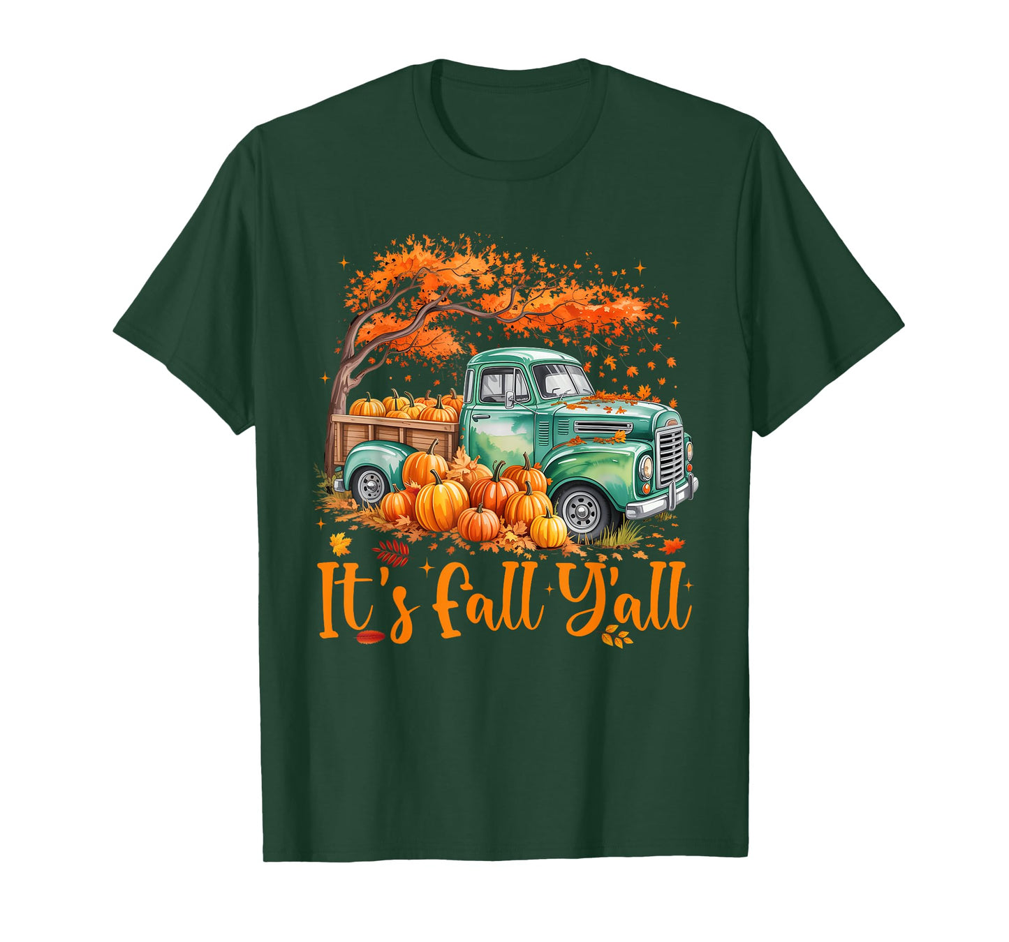 It's Fall Y'all Truck Autumn Tree Pumpkin Fall Thanksgiving T-Shirt