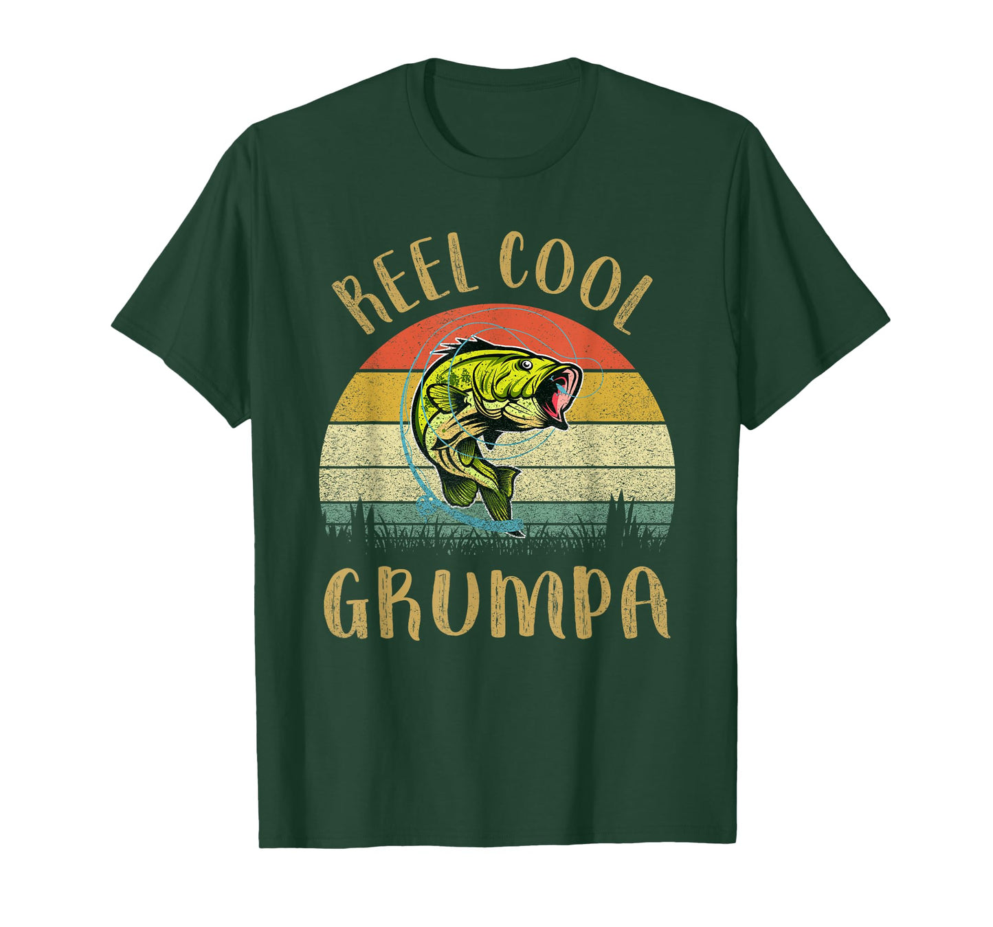Vintage Reel Cool Grumpa Fish Fishing Fathers Day T-Shirt