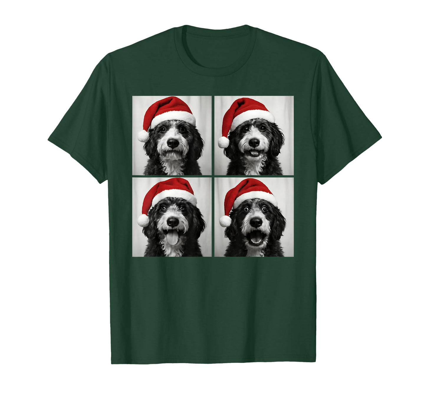 Funny Christmas Bernedoodle Santa Doodle Dog Photo Booth T-Shirt