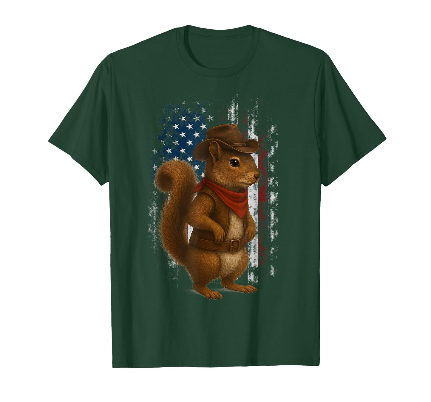 Patriotic Squirrel Cowboy USA Flag American 4th Of July T-Shirt